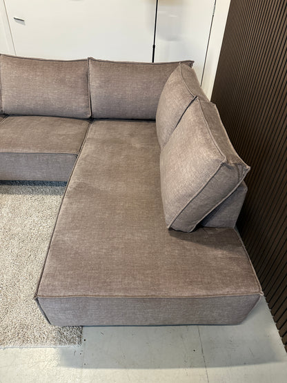 Velours hoekbank 290x223cm