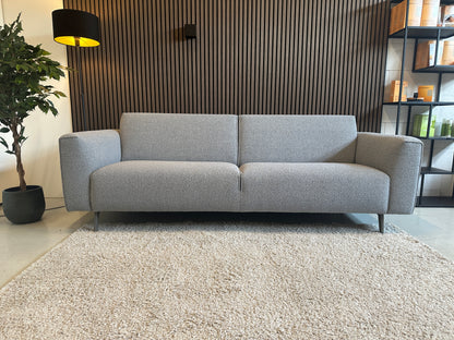 Grijs/blauw sample bank in nieuwstaat, 239x90 cm