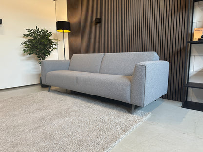 Grijs/blauw sample bank in nieuwstaat, 239x90 cm