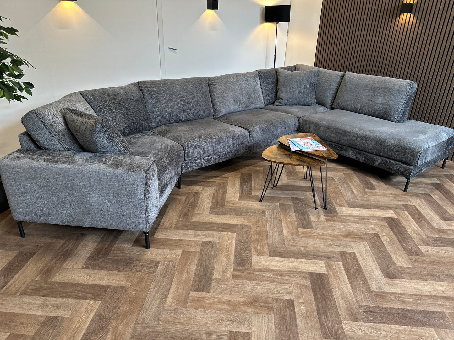 Antraciete hoekbank 385x235cm