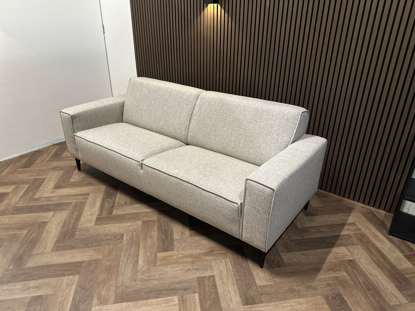 grijze sample bank in nieuwstaat, 220x88 cm