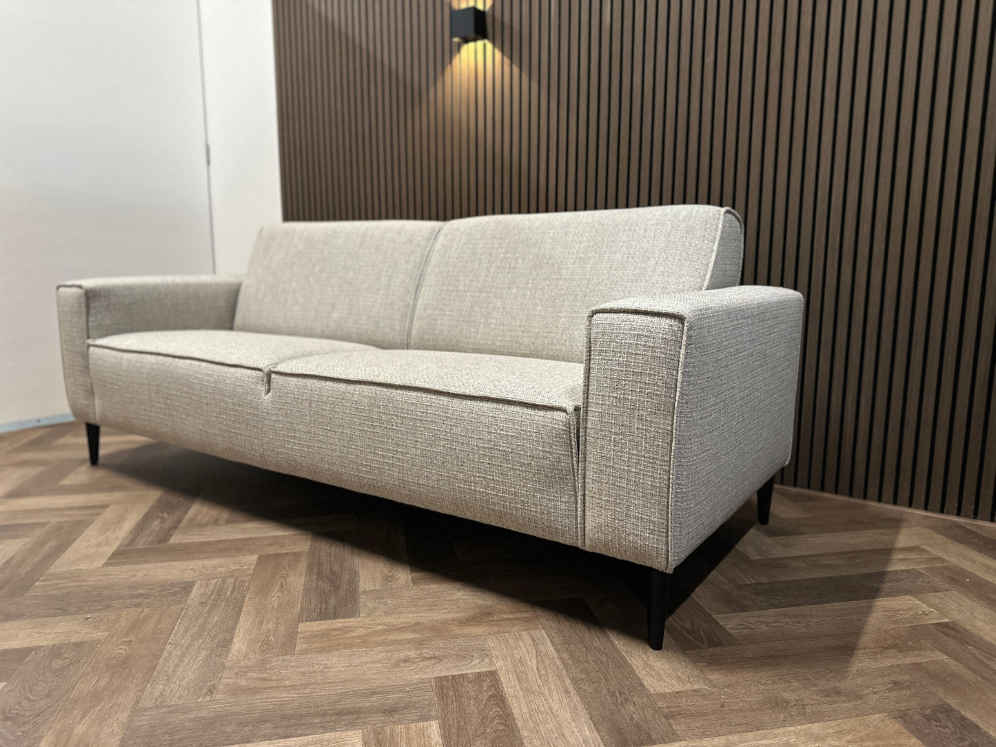 grijze sample bank in nieuwstaat, 220x88 cm