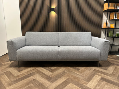 Grijs/blauw sample bank in nieuwstaat, 239x90 cm
