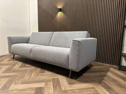 Grijs/blauw sample bank in nieuwstaat, 239x90 cm