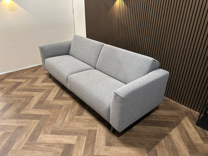 Grijs/blauw sample bank in nieuwstaat, 239x90 cm