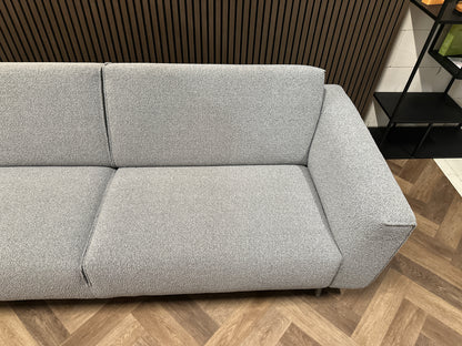 Grijs/blauw sample bank in nieuwstaat, 239x90 cm